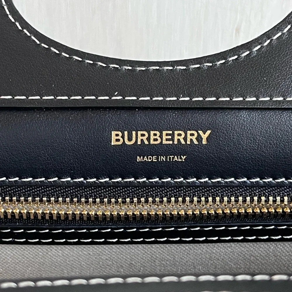 BURBERRY Horseferry Logo Canvas and Leather Pocket Bag